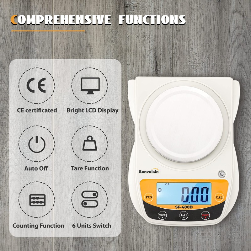Bonvoisin Digital Lab Scale 600g x 0.01g Precision Electronic Scale