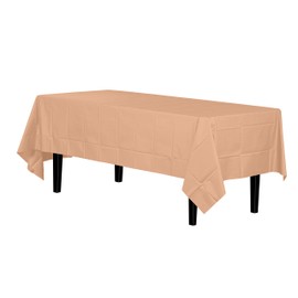 Exquisite 6-Pack Premium Plastic Tablecloth 54in. x 108in. Rectangle Plastic Table Cover - Peach