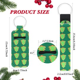 Hicarer 30 Pieces Christmas Lipstick Holder Keychain with Wristlet Keychain Lanyard Set Xmas Neoprene Lipstick Holder Keychains Protective Cases Portable Lip Balm Holder Sleeve Pouch for Women Travel