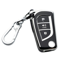 WTSHOPME Key Fob Cover Keychain Fit for Fortuner Tundra Camry RAV4 Highlander Challenger Key Shell 3 Buttons Smart Key