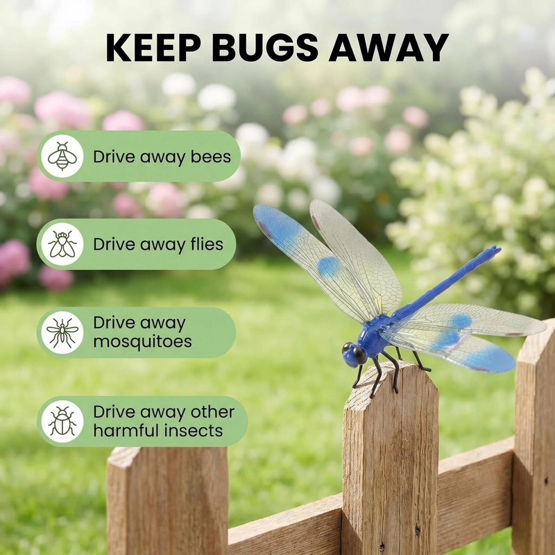 12pcs Dragonfly Clips for Bugs Repellent - 3D Dragonfly Clips