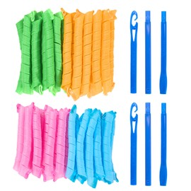 40 Pieces 55 cm Manual Curlers Spiral Curls, DIY Curlers Overnight No Heat with 2 Sets Styling Hooks, Curler Rollers, Hair Styling Tools for Women (4 Colours Mix)