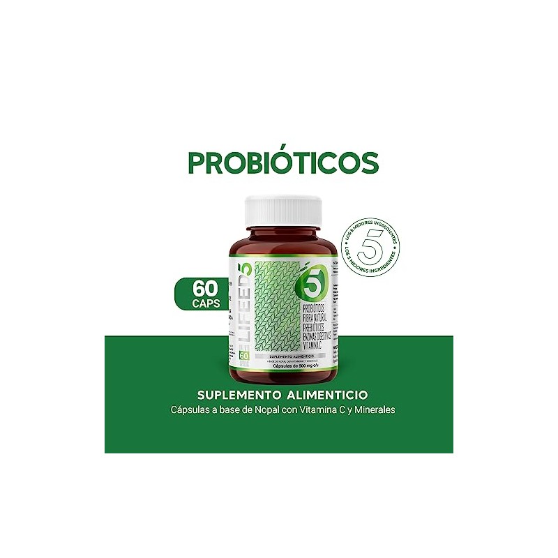 LIFEED5 Enzimas Digestivas y Probióticos | 60 cápsulas | 500mg