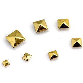 Pyramid Studs, 50 Pcs Nailheads Metal Punk Spikes Spots Square Rivets with Spikes (0.5 Inch, Gold)
