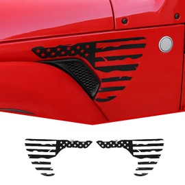 JeCar Side Fender Vent American Flag Vinyl Decals Distressed USA Flag Stickers Fit for Jeep Wrangler 2018-2025 JL JLU & 2020-2025 Gladiator JT, 1 Pair