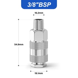 ERGAOBOY 5 Pcs 3/8" BSP Male Air Hose Fittings, Flow Quick Connect Industrial Air Coupler and Plug Kit Couplings Connector, Pneumatic Compressor Hose Fittings Kit for Auto Shop