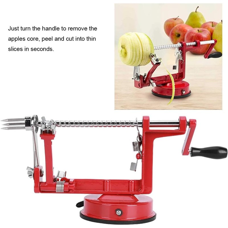 Pelador Manual de Acero Inoxidable Multifunción, Rojo