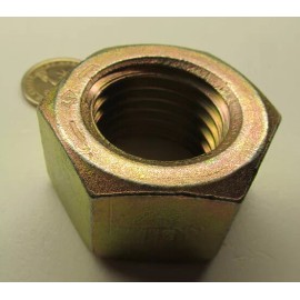 Basic Zinc Yellow Hex Nut, Grade 8 Steel, RH  1 1/4"-7 x  1 1/16" Height - 5 Pcs