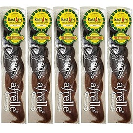 RastAfri Pre-Stretched Silky Braiding Hair (5 Single Packs, #BT 1B/30)