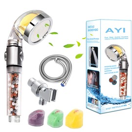 AYI Vitamin C Filtered High Pressure Handheld Shower Head with Bracket and Metal Hose Purifying Hard Water Softener Chlorine Flouride Filter Aroma Showerhead Fresh Dry Skin & Hair Loss