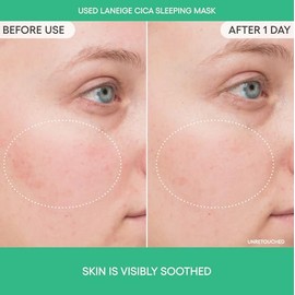 LANEIGE Mascarilla para dormir Cica: Mascarilla coreana para piel sensible para hidratación calmante y reparación de la barrera