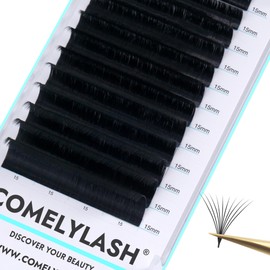 Easy Fan Volume Lashes 0.03/0.05/0.07mm CC/D Curl Volume Lash Extensions 15mm Length Black Fanning Eyelash Extension Supplies(0.07-CC-15mm)