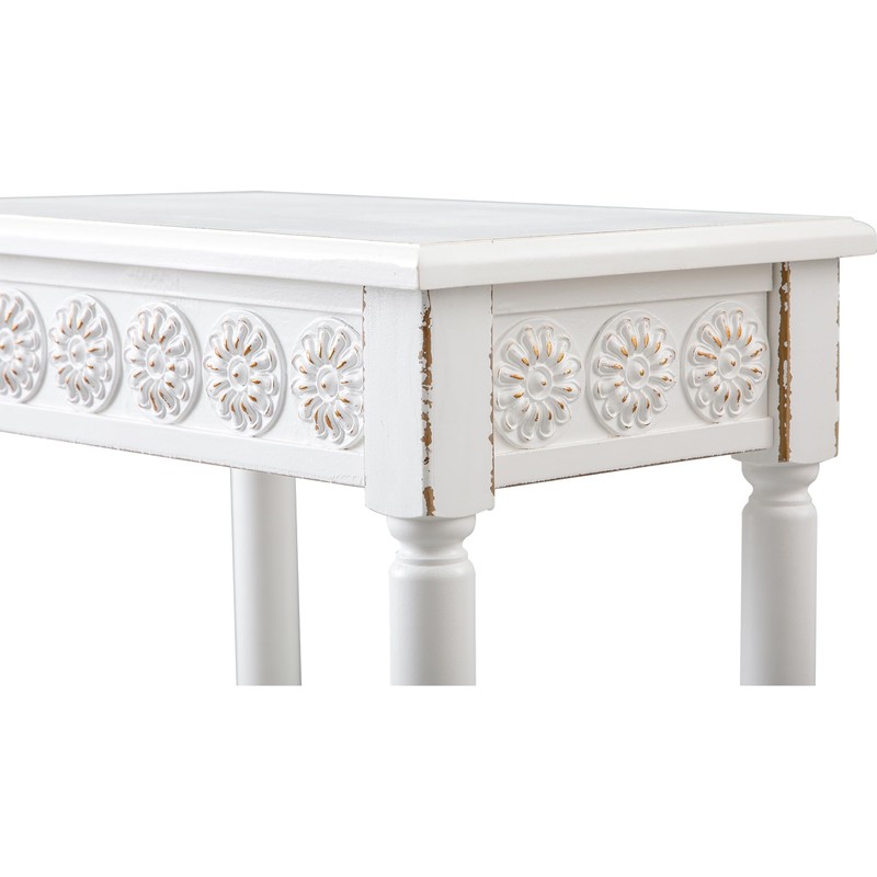 SOFE White Wood End Table, Modern Living Room Side Table,