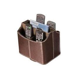 TEHAUX Faux Leather Remote Control Organizer Storage Box for Home Office Compact Design Five Compartments for Controller and Mail Brown