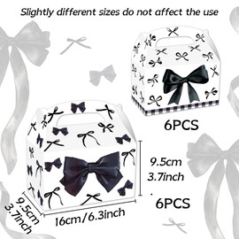 BACH AND BOUJEE Black Bow Party Supplies Black Bows Party Favor Bags Boxes Goodies Candy Treat Bags for Birthday Bridal Shower Bachelorette Baby Shower