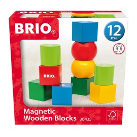 BRIO 30435 - Magnetic Wooden Building Blocks - Wooden Building Blocks for Children from 12 Months, Toy from 1 Year