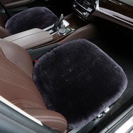 OGLAND 20inchs Fluffy Genuine Australia Warm Sheepskin Car Seat Cover for Auto Interior Accessories with Soft Fuzzy Wool Fur Non-Slip (Carbon Black, Front 20 * 20inchs)