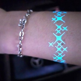 Glow-in-the-Dark Henna Tattoo Stickers for Waterbomb, Festivals, Outdoor Events, Halloween, and Foot Decoration Love & Ribbons 10ea