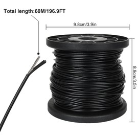 CertBuy 200Ft Vinyl Wire Rope 1/16 Inch Black Coated Covered 304 Stainless Steel Wire Cable for Hanging String Lights Plants and Lanterns