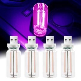 NHHEO 4Pcs Car USB Night Light, Touch Adjustment LED Ambient Lighting Plug in USB Automotive Night Lamps, Mini LED Bulb for Car, Camping, Holiday, Decoration, Bedroom, Party(Purple)
