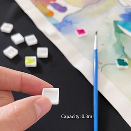 FCLUB 200PCS Empty Watercolor Pans – 0.3ML Mini Square Pans for Travel Palettes, Sample Paint Storage & DIY Watercolor Kits