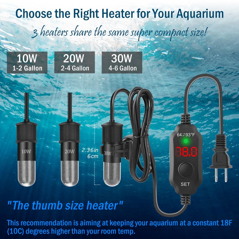VCRAZE Mini Aquarium Heater SC-06 30W(SKU:V038)