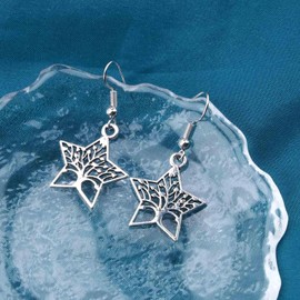 Allereya Vintage Tree of Life Earrings Silver Star Drop Earrings Family Tree Earrings Dangle Star Earrings Jewelry for Women and Girls