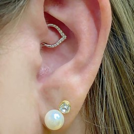 CM Crareesi Mania Teardrop Daith Earrings Hoop Hinged Clicker Rings 16G Helix Cartilage Earrings Hoop 316L Stainless Steel CZ Helix Tragus Daith Septum Clicker Jewellery