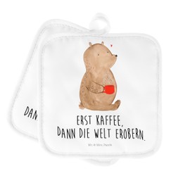 Mr. & Mrs. Panda Set of 2 Pot Holders Bear Coffee - Gift, Pot Holder Set, Save the World, Pot Holder, Pot Holder with Saying, Funny Pot Holder