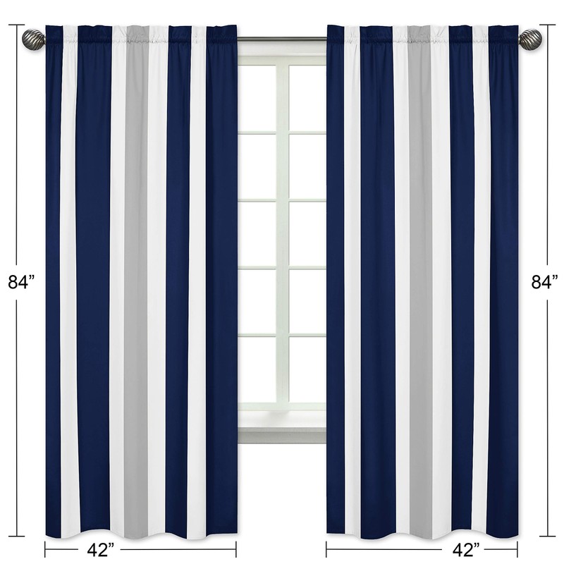 Sweet Jojo Designs Navy Blue, Gray and White Window Treatment