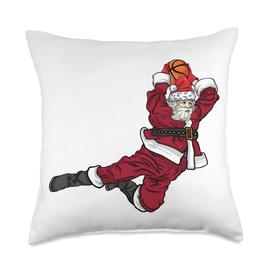 Christmas Santa Claus Basketball Dunk Funny shop Christmas Santa Claus Basketball Dunk Funny Throw Pillow, 18x18, Multicolor
