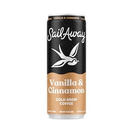 Sail Away Coffee Cold Bew Coffee Cans Vanilla Cinnamon - Smooth, Less Acidic, Gluten-Free, Dairy-Free, 11.5 Ounce (Pack of 12)