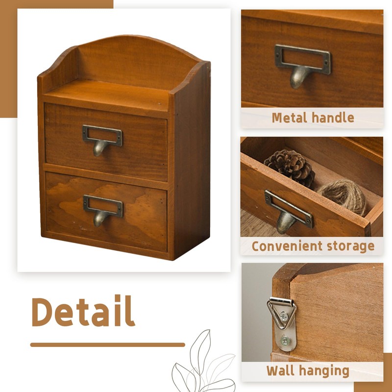 QoTang Floating Nightstand Shelf with Drawer Rustic Wood Floating Wall