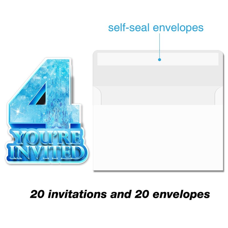 Bifez 20 Ice Queen 4th Birthday Party Invitations with Envelopes