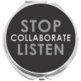 NewCharms Stop Collaborate Listen Compact with Mirrors - Perfect Pocket and Purse Size Folding Mirror for Applying Make Up Anywhere