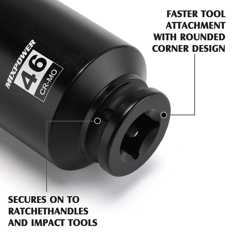 MIXPOWER 3/4" Drive Deep Impact Socket, 46mm, CR-MO, Metric, 6