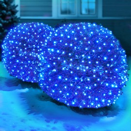 Sylampow Led Blue Christmas Net Lights Outdoor Christmas Bushes Lights 120Led 6ftx5ft, Connectable Outdoor Indoor Christmas Mesh Net Lighting for Holiday, Garden, Shrubs, Trees, Bushes Decorations