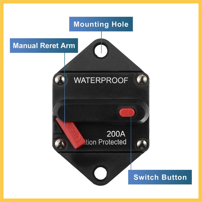 REPAIROCK Waterproof 200A Circuit Breaker with Auto Reset Fuse Inline