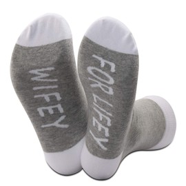 Groom to Bride Gift Wifey for Lifey Socks Bride Gift for Wedding Day Wedding Socks (Grey-wifey for lifey socks), L