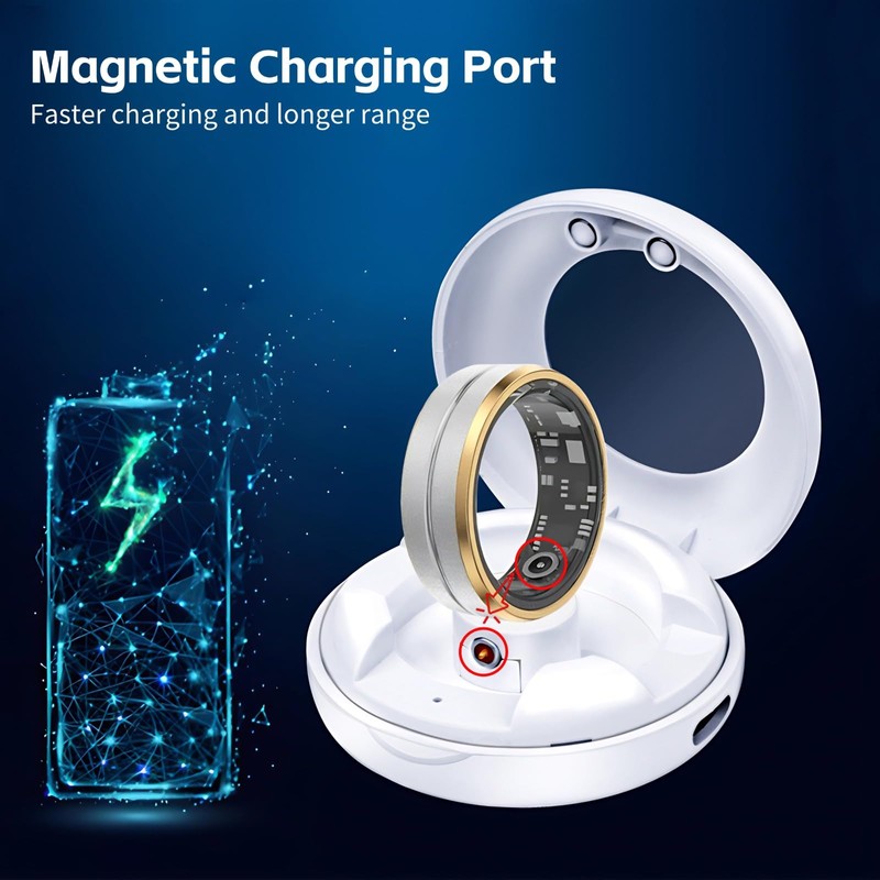Smart Ring Charging Case Magnetic Charging Compartment Compact Box Portable