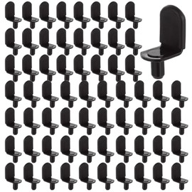 WOPPLXY 200 Pcs Shelf Support Pegs, 1/4 Inch Shelf Bracket Pegs with Hole, L-Shaped Metal Shelf Pegs Pins, Cabinet Shelf Clips, Support Cabinet Shelf Pins for Kitchen Furniture Cabinet Closet (Black)