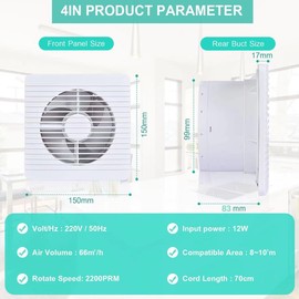 FanGoFast Bathroom Fan 100 mm with Overflow Exhaust Fan Quiet 12 W Powerful Wall Fan for Kitchen Bathroom Greenhouse Garage