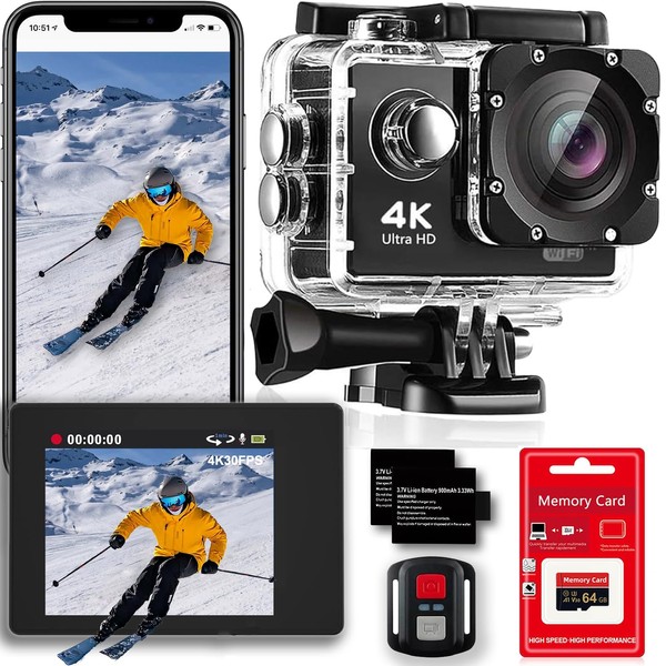 4K 30FPS Action Camera- 98FT Waterproof Ultra HD Underwater Camera,