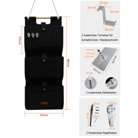 DeSen Hängeorganzier für Tür und Wand, Home-Organizer zum Aufhängen, Wandtasche, Untensilientasche, Hängende Aufbewahrungstasche für Garderobe, Bad, Küche Multifunktionstaschen Schlüsselanhänger