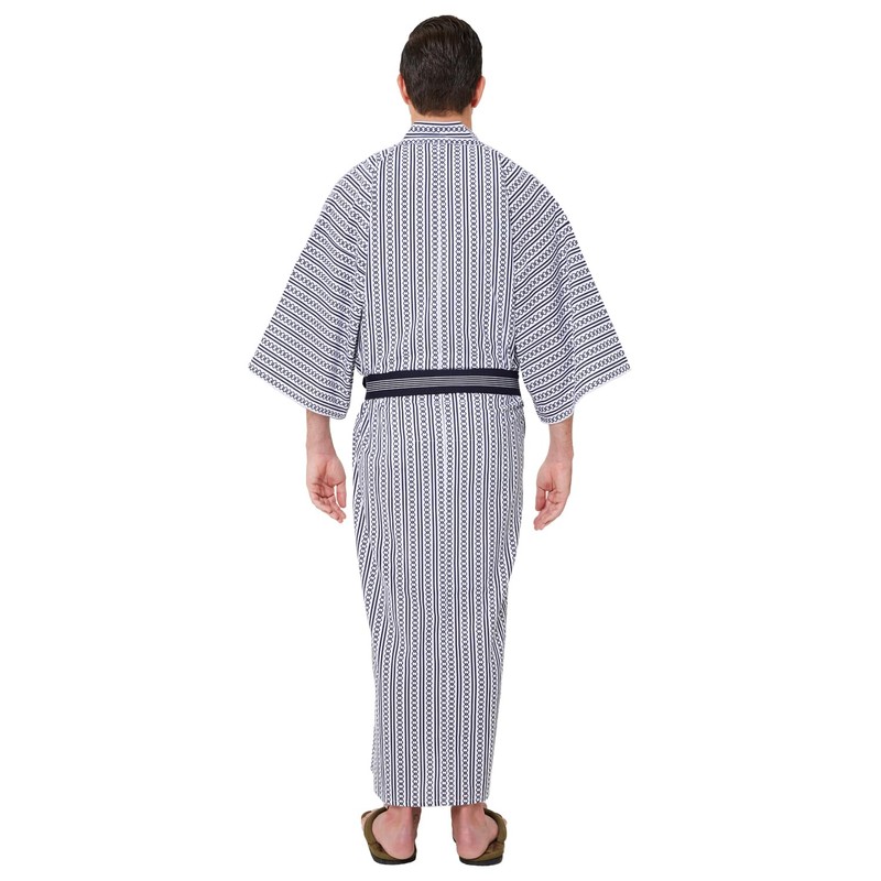 Koremono Mens Tatekan Yukata, Lightweight Summer Robe, 100% Cotton, Made