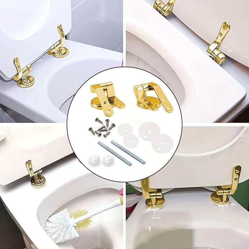 Loszaral Toilet Seat Hinges Replacement, Gold Toilet Seat Hinges, Long