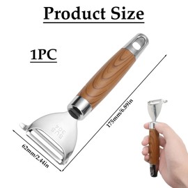 Stainless Potato Peeler, Vegetable Speed Peeler with Wooden Handle, 304 Stainless Steel Good Grip - Y Shaped with Eye Remover, Multifunctional Peeler for Vegetable Fruits Kitchen Utensil
