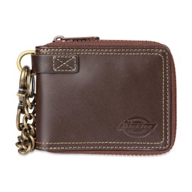 Dickies Men's Slimfold Chain Full Zip Wallet, Brown, No Size