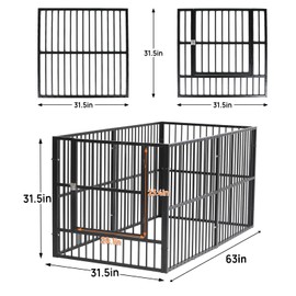 RYPetmia Dog Playpen 31.5" Height Puppy Pen, Heavy Duty Dog Fence with Door, Safe and Sturdy Dog pens, Easy Assemble for Outdoor Indoor pet playpen (6 Panels with Door, Black)