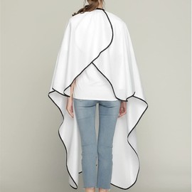 TopTie Satin Salon Client Barber Shop Hair Cutting Cape with Adjustable Neckline and Cuff Opening, 63" x 55"-Grey